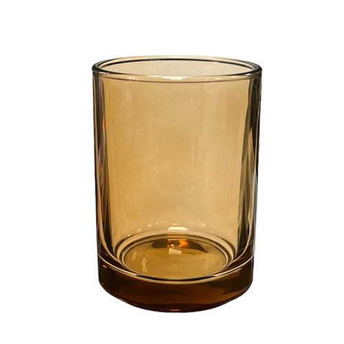 Candle glass light brown glossy 280 ml /3.54x3.14in