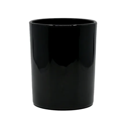 Candle glass black glossy 280 ml/3.54x3.14in